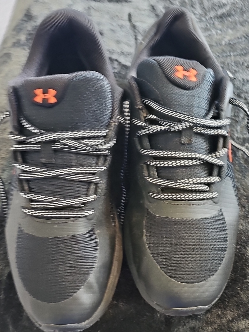 Under Armour Men’s Black Sneakers with Orange Logo Accent